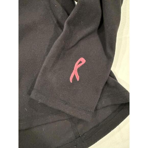 The North Face Pullover Womens Medium Black Fleece Quarter Zip Pink Ribbon - Picture 2 of 8